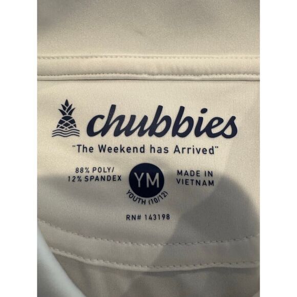 Chubbies Boy's Size Medium Short Sleeve Polo Shirt White NWT - Picture 3 of 4